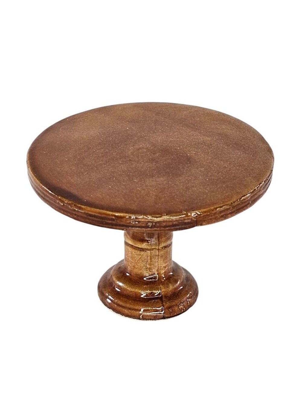 Klima Miniature Porcelain Round Brown Pedestal Table Figurine Dollhouse